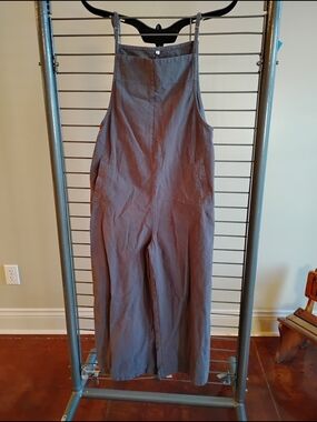 Source Unknown Gray‎ Wide-Leg Linen Jumpsuit